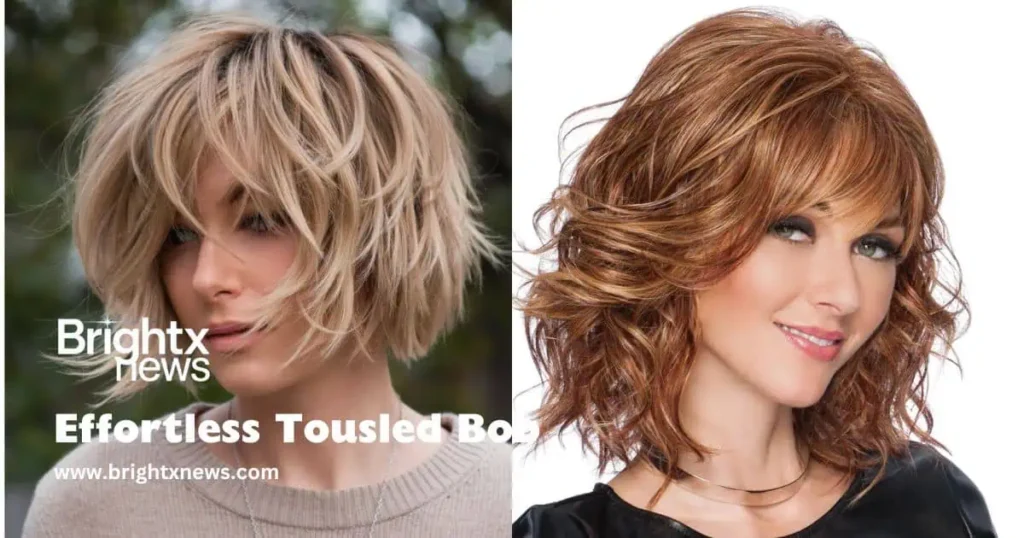 Effortless Tousled Bob: A stylish haircut ideal for women with thin hair, showcasing volume and texture.