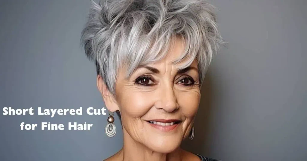 A collection of stylish short layered cuts for fine hair, ideal for individuals over 70, showcasing elegance and ease of maintenance.