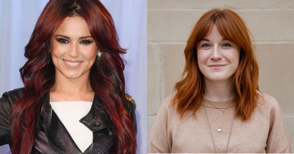 Two women with reddish-brown hair color and one with blonde hair, showcasing diverse hair colors in a friendly setting.